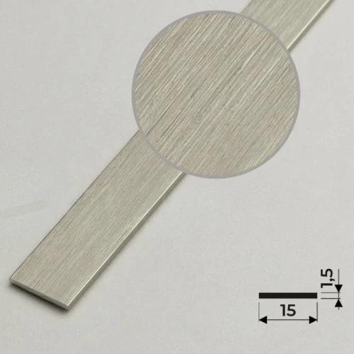 Алюминиевая полоса 15х1,5мм, 2,7м, браш бронза-светлая/глянец