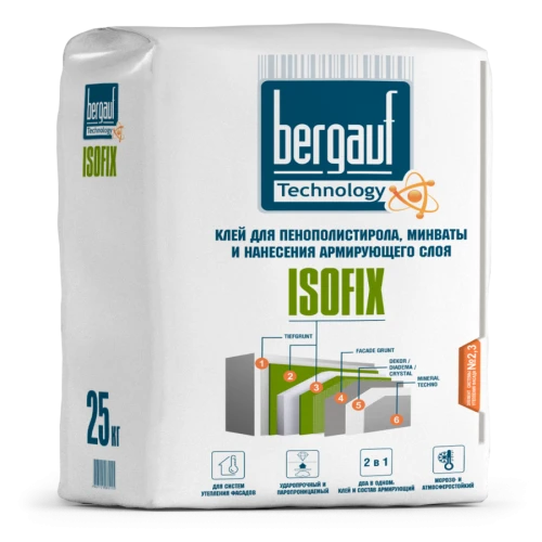 Клей для теплоизоляции Bergauf Isofix, 25 кг