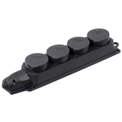 Розетка силовая стационарная четырехместная IEK 2Р+Е 16А 250В каучуковая IP44