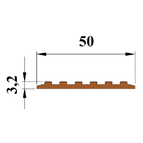 Противоскользящая тактильная направляющая полоса 50 мм без клеевого слоя, красный