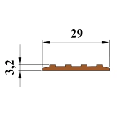 Противоскользящая тактильная направляющая самоклеящаяся полоса 29 мм коричневый