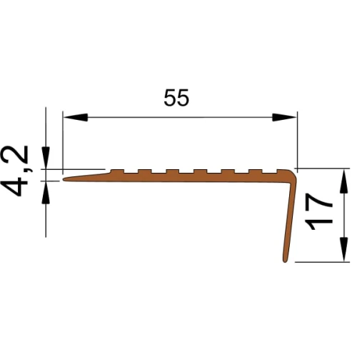 Противоскользящий угол для ступеней 55х17мм самоклеящийся, черный, 12,5м