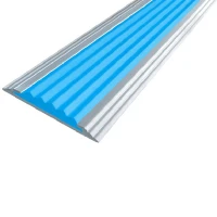 Противоскользящая анодированная алюминиевая полоса Стандарт 40х5,6 мм 2,7 м голубой