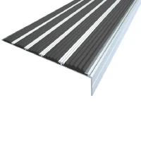 Противоскользящий алюминиевый угол с пятью вставками 160х6х30 мм 3 м чёрный