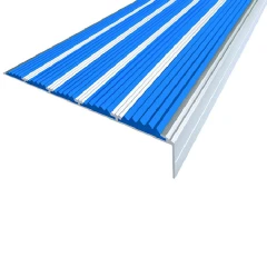 Противоскользящий алюминиевый угол с пятью вставками 160х6х30 мм 3 м синий