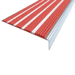 Противоскользящий алюминиевый угол с пятью вставками 160х6х30 мм 3 м красный