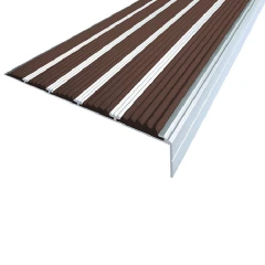 Противоскользящий алюминиевый угол с пятью вставками 160х6х30 мм 2 м тёмно-коричневый