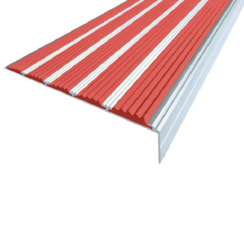 Противоскользящий алюминиевый угол с пятью вставками 160х6х30 мм 1,35 м красный