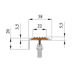 Противоскользящий алюминиевый самоклеящийся угол-порог Стандарт 38 мм 1,8 м коричневый