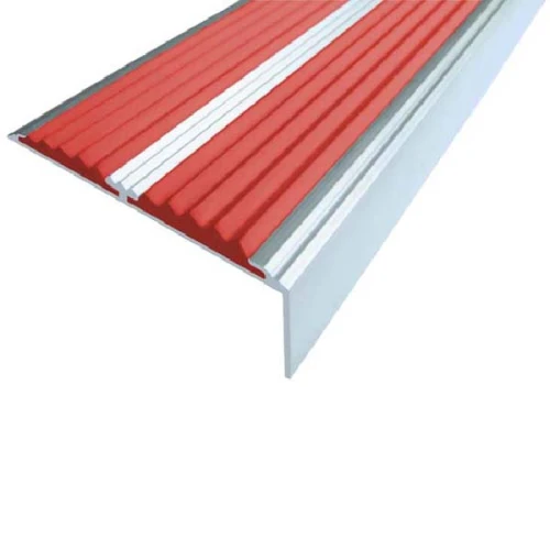 Противоскользящий анодированный угол-порог с двумя вставками 70х5,5х22,5 мм 3,0 м красный