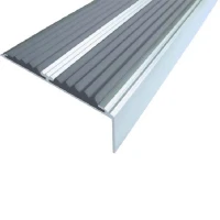 Противоскользящий анодированный угол-порог с двумя вставками 70х5,5х22,5 мм 2,0 м серый