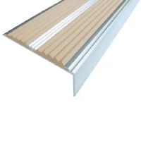 Противоскользящий анодированный угол-порог с двумя вставками 70х5,5х22,5 мм 2,0 м бежевый
