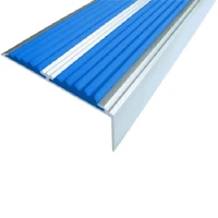 Противоскользящий анодированный угол-порог с двумя вставками 70х5,5х22,5 мм 1,50 м синий