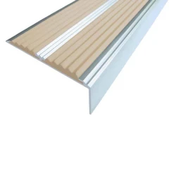 Противоскользящий алюминиевый угол-порог с двумя вставками 70 мм/5,5 мм/22,5 мм 2,0 м бежевый