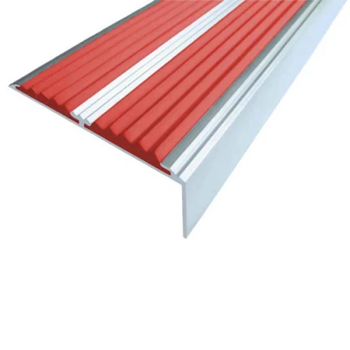 Противоскользящий алюминиевый угол-порог с двумя вставками 70х5,5х22,5 мм 1 м красный
