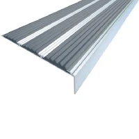 Противоскользящий алюминиевый самоклеящийся угол с тремя вставками 98х5,6х22,4 мм 3 м серый