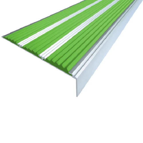 Противоскользящий алюминиевый самоклеящийся угол (3 вставки) 98х5,6х22,4 мм 1 м зелёный