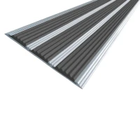 Противоскользящая алюминиевая полоса с тремя вставками 100х5,6 мм 1,35 м чёрный