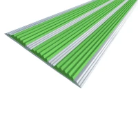 Противоскользящая алюминиевая полоса с тремя вставками 100х5,6 мм 1,35 м зелёный