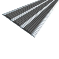 Противоскользящая алюминиевая полоса с тремя вставками 100х5,6 мм 1 м чёрный