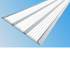 Противоскользящая алюминиевая полоса с тремя вставками 100х5,6 мм 1 м белый