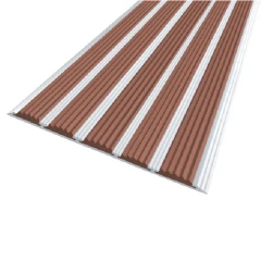 Противоскользящая алюминиевая полоса с пятью вставками 162х6 мм 3 м коричневый