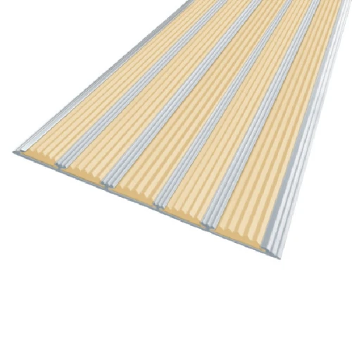 Противоскользящая алюминиевая полоса с пятью вставками 162х6 мм 3 м бежевый