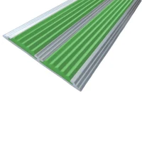 Противоскользящая алюминиевая полоса с двумя вставками 70х5,5 мм 3 м зелёный