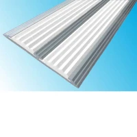 Противоскользящая алюминиевая полоса с двумя вставками 70х5,5 мм 3 м белый