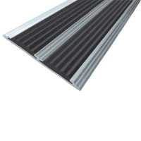 Противоскользящая алюминиевая полоса с двумя вставками 70х5,5 мм 2 м чёрный