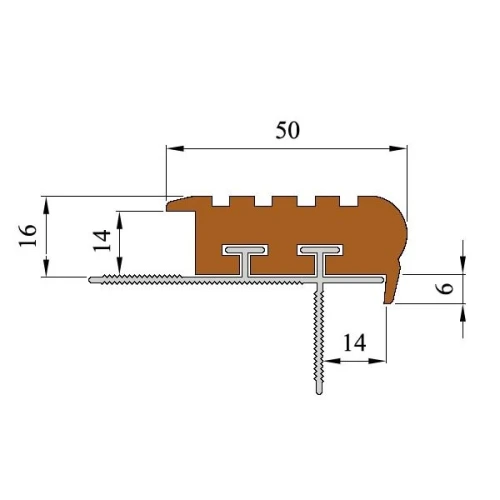 Закладной противоскользящий профиль Уверенный Шаг (УШ-50) 2,4 м синий