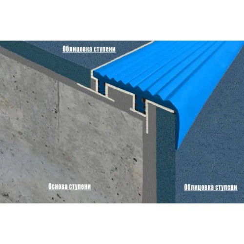 Закладной противоскользящий алюминиевый профиль SafeStep 2,4 м 43 мм/24 мм оранжевый