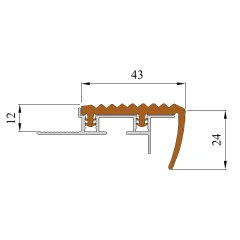 Закладной противоскользящий алюминиевый профиль SafeStep 2,4 м 43 мм/24 мм красный