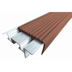 Закладной противоскользящий алюминиевый профиль SafeStep 2,4 м 43 мм/24 мм коричневый