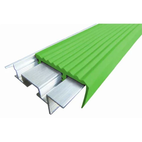 Закладной противоскользящий алюминиевый профиль SafeStep 2,4 м 43 мм/24 мм зеленый