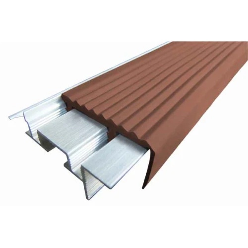 Закладной противоскользящий алюминиевый профиль SafeStep 1,2 м 43 мм/24 мм коричневый