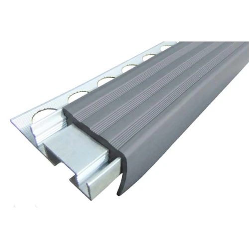 Закладной противоскользящий алюминиевый профиль ALPB 2,7 м 32 мм/20 мм серый