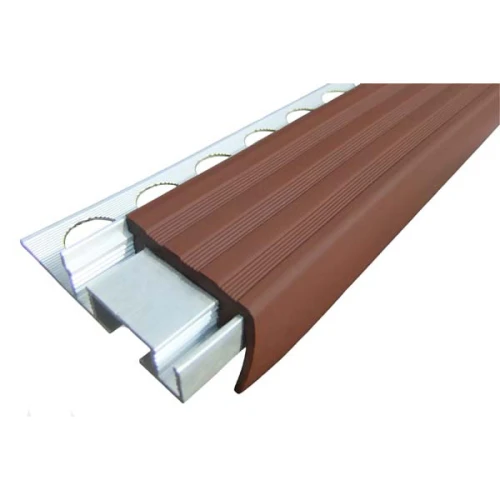 Закладной противоскользящий алюминиевый профиль ALPB 2,7 м 32 мм/20 мм коричневый