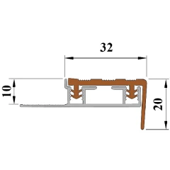 Противоскользящая вставка в Алюминиевый угол под кафель (24,3м) ALPB