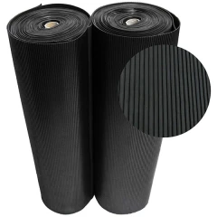 Рулонное резиновое покрытие 3-3,5 мм, 1,2х5 м, Полосы, чёрный