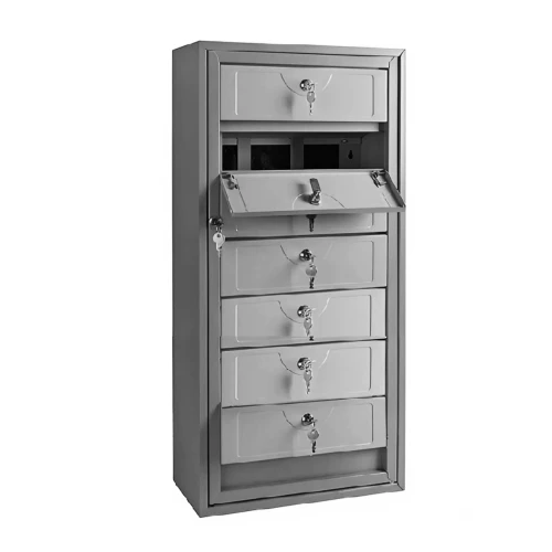 Почтовый ящик антивандальный в подъезд ПЯ-7АВ 7-ми секционный RAL 7035