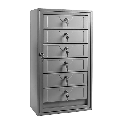 Почтовый ящик антивандальный в подъезд ПЯ-6АВ 6-ти секционный RAL 7035