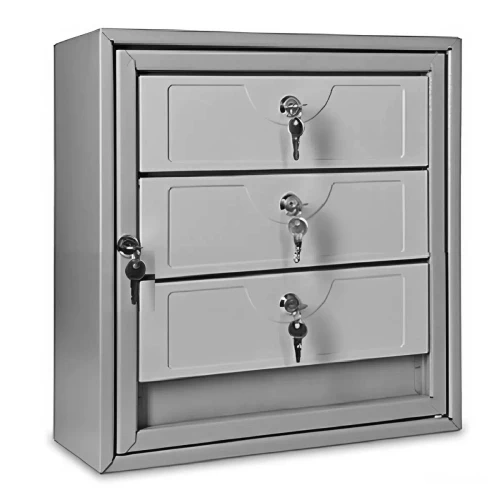 Почтовый ящик антивандальный в подъезд ПЯ-3АВ 3-х секционный RAL 7035