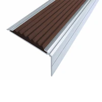 Противоскользящий алюминиевый угол-порог Премиум 50 мм 1 м тёмно-коричневый