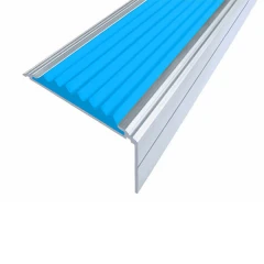 Противоскользящий алюминиевый угол-порог Премиум 50 мм 1 м голубой