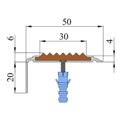 Противоскользящий алюминиевый угол-порог Премиум 50 мм 2 м зелёный