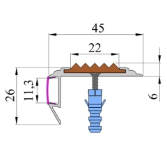 Противоскользящий алюмин.анодирован.угол-порог GlowStep 45х26х6 мм 2 м желтый, профиль черный