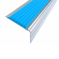 Противоскользящий анодированный алюминиевый угол-порог Премиум 50х7х26 мм 2,0 м голубой