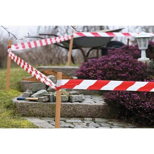 Сигнальная лента из ПЭ для ограждений 75мм х 150м, бело-красный, 24 шт