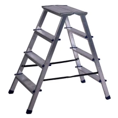 Стремянка алюминиевая двухсторонняя с мини-платформой 4 ступени STAIRS